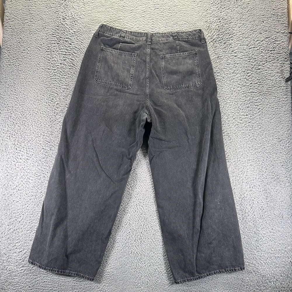 Old Navy Drapey Jeans Women 16 Gray Cotton Denim Wide-Leg Faded High-Rise Baggy - Picture 5 of 11